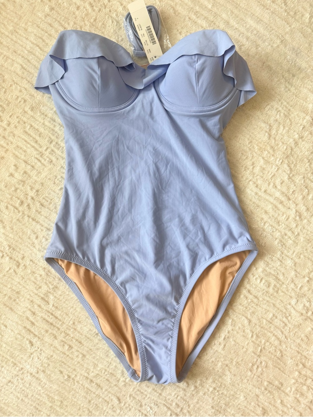 J. Crew Light Blue Ruffle One-Piece Swimsuit size 2